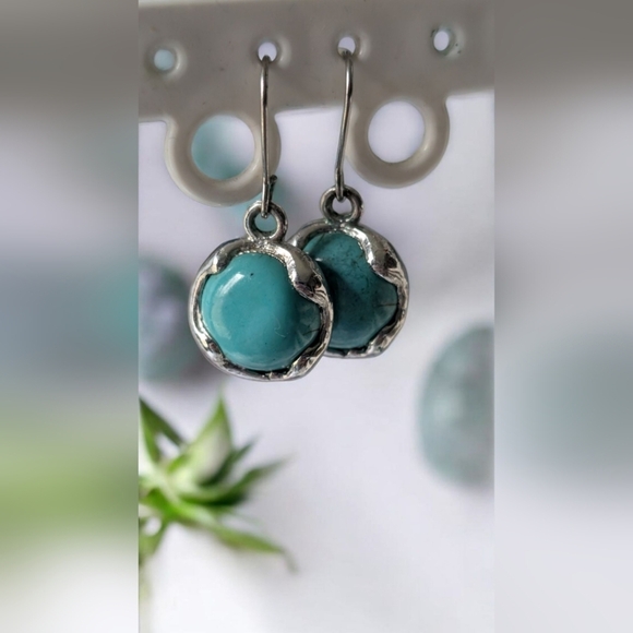 Fashion Silver and Turquoise Earrings (EUC) - Picture 3 of 4